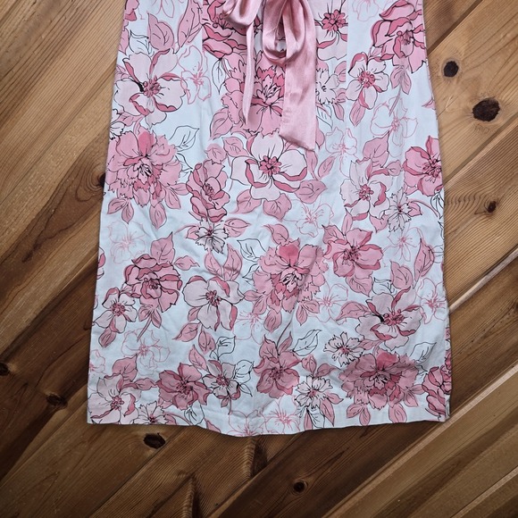 Sequin Hearts 00s Strapless Mini Dress Satin Tie Floral White Pink Glam Sz 5(XS) - Picture 3 of 6